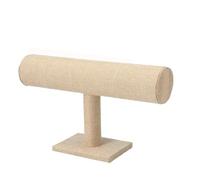 WJIAYAO Espositore per orologi Porta orologi con barra a T, organizer in similpelle, braccialetto in velluto, espositore for gioielli, supporto(Beige Linen)