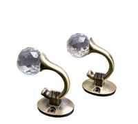WJIAYAO Ganci per Tende 2 Pezzi di fermatende in Cristallo, Ganci da Parete in Metallo, Decorazione for la casa(Bronze)
