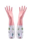 WJIAYAO Guanti per la pulizia Guanti di gomma for la pulizia della casa da donna Cucina Lavastoviglie Lavanderia Pentola Lavaggio Impermeabile addensato(Pink Drawstring fleece-lined)