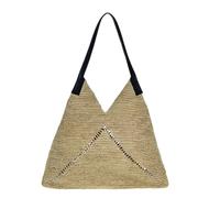 WJIAYAO Rete da spiaggia donna Borsa di paglia versatile | Borsa a tracolla dal design casual a triangolo Tote Borse da spiaggia in tessuto marea