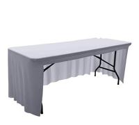 WJIAYAO Tovaglia Tovaglia da Tavolo for Matrimonio Gonna da Tavolo Hotel Banchetto Quadrato Copritavolo Elastico da 6 Piedi Tovaglia in Tinta Unita Bianca Nera(Silver Gray,5FT 152x76cm)