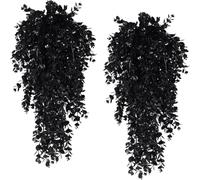 WJIAYAO Vite Artificiali 1/2 pezzi di piante artificiali sospese, finte foglie verdi, rampicanti in plastica resistenti ai raggi UV for esterni, decorazioni for matrimoni(Black,2PCS)