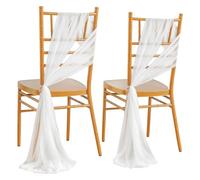WJLYDM 10/50PCS Like Chiffon Chair Sashes Wedding Decoration 17x250cm Aisle Decorations Party Banquet Event Baby Shower per Feste, Hotel, Matrimoni, Ricevimenti(White,10 PCS)