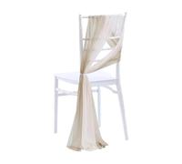 WJLYDM 10/50PCS Like Chiffon Chair Sashes Wedding Decoration 17x250cm Aisle Decorations Party Banquet Event Baby Shower per Feste, Hotel, Matrimoni, Ricevimenti(Beige And White,10 PCS)