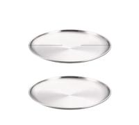 WJLYDM 2 pezzi di dischi da pranzo in acciaio inossidabile, rotondi, for sputare ossa, vassoi bassi, stoviglie for frutta e carne in oro argento(2Pcs 23cm Silver)