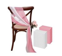 WJLYDM 24 PCS 17x275cm Sage Green Chiffon Chair Sashes 12 Set Sash Wedding Covers Ribbon Party Aisle Decor per Feste, Hotel, Matrimoni, Ricevimenti(White Dark Pink)