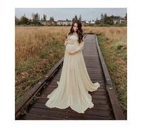 WJLYDM Abito da maternità morbido primaverile donna in pizzo con maniche lunghe, tinta unita, speciale for incinta(Apricot,L)