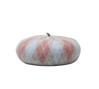 WJLYDM Berretto di lana a blocchi colore, cappello da pittore scozzese casual alla moda for donna, berretto invernale caldo e spesso in maglia, unisex morbido(Color1)