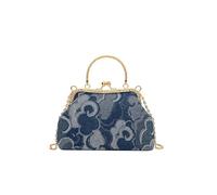 WJLYDM Borsa a mano da sera donna, pochette in denim, borsa a tracolla con catena, borsetta festa(Dark blue)