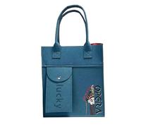 WJLYDM Borsa a mano in feltro spesso, unica, grande capacità, riutilizzabile, for la spesa, da donna, graziosa custodia portaoggetti Per Shopping Picnic Viaggi Spiaggia(Dark blue)