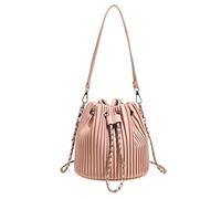 WJLYDM Borsa a secchiello plissettata con coulisse a catena, da donna, casual, tinta unita, multiuso, for spostamenti quotidiani