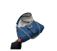 WJLYDM Borsa a tracolla in denim, borsa a con catena, da ascella, a mano, donna retrò(Black)