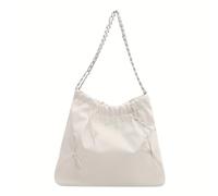 WJLYDM Borsa a tracolla in pelle PU metallizzata, borsa tote casual con a catena, stile secchiello, a mano