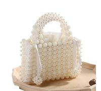 WJLYDM Borsa da sera con perline di cristallo Pochette sposa catena perle a tracolla fatta a mano for abito(1158-1white)