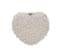 WJLYDM Borsa da sera di lusso con perle a forma cuore Abito pochette damigella d'onore ricamo perline