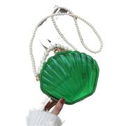 WJLYDM Borsa trasparente a forma di conchiglia, borsa a tracolla con catena, originale da donna(Green)