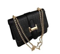 WJLYDM Borse a tracolla a spalla singola da donna con motivo pietra Borse a tracolla con catene in pelle Borsa a tracolla piccola borsa quadrata(Black)