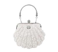 WJLYDM Borse da sera con perle di conchiglia Pochette in metallo perline catena Borsa sposa for borse ballo(YM3101white)
