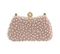 WJLYDM Borse da sera donna con perle scavate eleganti pochette perline manici borse a tracolla catena e diamanti(Pink)