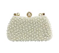 WJLYDM Borse da sera donna con perle scavate eleganti pochette perline manici borse a tracolla catena e diamanti(Beige)