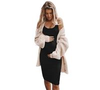 WJLYDM Gonna sexy con gilet solido, abito da donna incinta, senza maniche, for gravidanza, maternità, casual, elastici, morbidi, scollo a O(Black,L)