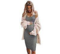 WJLYDM Gonna sexy con gilet solido, abito da donna incinta, senza maniche, for gravidanza, maternità, casual, elastici, morbidi, scollo a O(GRAY,XXL)