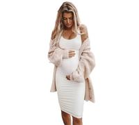 WJLYDM Gonna sexy con gilet solido, abito da donna incinta, senza maniche, for gravidanza, maternità, casual, elastici, morbidi, scollo a O(WHITE,S)