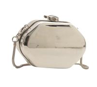 WJLYDM Mini borse da donna in metallo, carine, sera, for feste, con catena, rigide, piccole, a tracolla(Silver,Diamond)