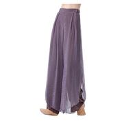 WJLYDM Pantaloni da danza classica donna, pantaloni pratica moderna, gamba larga, gonna in chiffon fluido con giunture(Purple,XL)