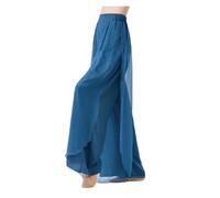 WJLYDM Pantaloni da danza classica donna, pantaloni pratica moderna, gamba larga, gonna in chiffon fluido con giunture(Blue,L)