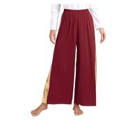 WJLYDM Pantaloni da donna for la celebrazione dello spirito, pantaloni a gamba larga for danza di lode, costume adorazione, abbigliamento moderna Praisewear(Burgundy,S)
