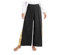 WJLYDM Pantaloni da donna for la celebrazione dello spirito, pantaloni a gamba larga for danza di lode, costume adorazione, abbigliamento moderna Praisewear(Black,L)