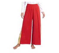WJLYDM Pantaloni da donna for la celebrazione dello spirito, pantaloni a gamba larga for danza di lode, costume adorazione, abbigliamento moderna Praisewear(Red,L)