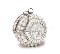 WJLYDM Pochette da giorno donna con diamanti perline, strass, borsa sera perle, borse a tracolla catena for festa(YM8109silver)