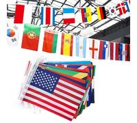 WJnflQN Bandiera a corda con 32 paesi per partite di calcio, striscioni internazionali per decorazioni per feste, decorazione internazionale per aperture, bar sportivi, eventi di festa, calcio