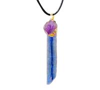 WJnflQN Collana in pietra blu, collana a sospensione blu naturale,Ciondolo collana di Ametista - Ciondolo in pietra di gioielli alla moda vintage per donne