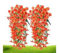 WJnflQN Petunie artificiali per esterni, petunie false - 2 petunie realistiche finte, simulate ai raggi UV, resistenti alle intemperie, piante colorate per vaso, giardino, terrazza, sentieri