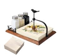 WJnflQN Portatovaglioli in legno, con macina sale, design rustico con uccellino, dispenser per tovaglioli, per casa, camera da letto, soggiorno, cucina, bar, ristorante