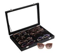WJnflQN Scatola organizer per occhiali da sole, 8 scomparti, custodia per occhiali da sole e gioielli con coperchio trasparente, espositore per occhiali da sole per uomini e donne