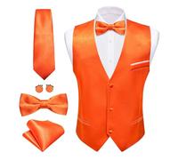 Wjnvfioo Set di gilet di lusso per gli uomini in raso di seta tinta unita gilet papillon cravatta set giacca senza maniche abito gilet maschile formale da sposa, 2676, L