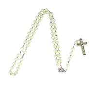 Wjsdsg Rosario da 8 mm che si illumina al buio, collana con ciondolo a catena lunga nottilucente, cattolicesimo, gioielli alla moda