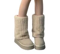 Wjsdsg - Scaldamuscoli da donna, in stile vintage, a costine, in pile, estetici, con polsini spessi e soffici, coprigambe per stivali, a manica lunga