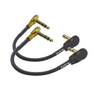 WJSTN Cavo patch piatto TRS stereo a doppio canale per chitarra ad angolo retto da 6,35 mm, design pancake, confezione da 2 (10,2 cm)