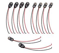 WJUAN 10 Pezzi Connettore Batteria 9V Fibbia del Connettore della Batteria con Cavo di Collegamento da 15 cm per Blocchi da 9v Clip per Portabatteria a Forma di I in Plastica e Pelle (Nero)