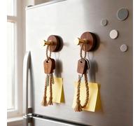 WJUAN 2 Pezzi Ganci per Appendiabiti, Attaccapanni da Muro Legno, Rotondo Appendiabiti Parete, Gancio a T con Viti e Magneti, per Appendere Vestiti, Cappelli