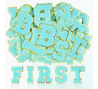 WJUAN 26 Pezzi Lettere Adesive per Tessuto, A Alla Z Alphabet Ciniglia Patches, Blu Lettere da Cucire su Tessuto, Morbidi Toppe per Vestiti, per Cappelli, Vestiti e Zaini