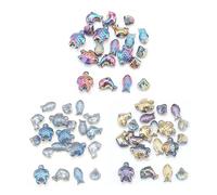 WJUAN 60 perline a tema oceano per bracciali, stelle marine in vetro con fori filettati, quattro stili e tre colori per collane, bracciali, portachiavi