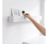 WJUAN 85 cm Appendiabiti da Parete con Mensola, Bianco Appendiabiti da Muro | Attaccapanni da Parete Moderno, Appendino da Muro con 10 Ganci Nascosti e Mensola Legno, per Soggiorno, Corridoi