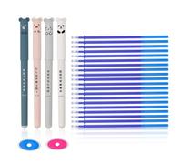 WJUAN Penna Cancellabile 4 Pezzi + 20 Ricariche - 0.35 mm Punta Fine - Penna a Gel Cancellabile per Scuola, Ufficio & Casa