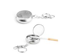 WJUAN Posacenere Tascabile 2 Pezzi, Portacenere Portatile, con Portachiavi, Design Sigillato, Argento, Posacenere con Coperchio, Adatto a Famiglie, Sale Conferenze, Viaggi All'aperto